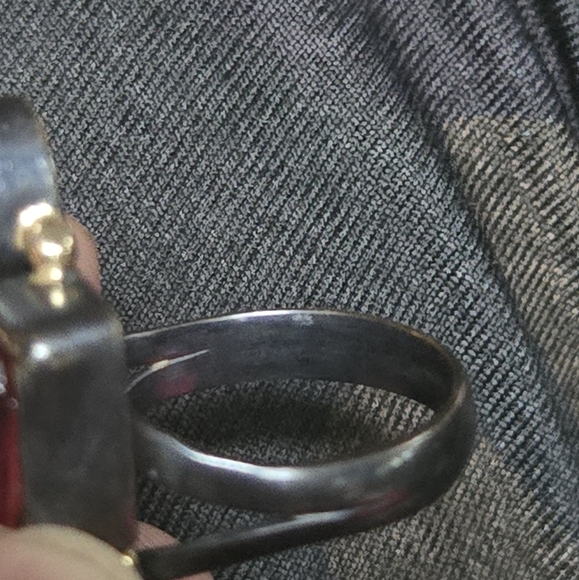 Ammonite garnet & pearl gemstone sterling rhodium & gold Ring sz7.5 - Picture 7 of 9